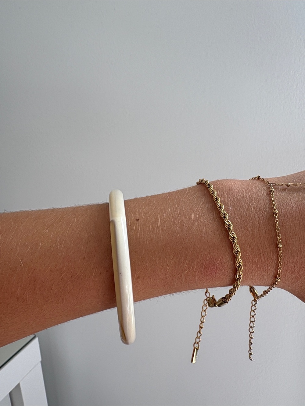 Elegant Cream Resin Bangle Bracelet - Women Jewelry